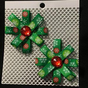 Green Christmas Handmade Hair Bows, Bows For Infants, Children, Teens, Adults